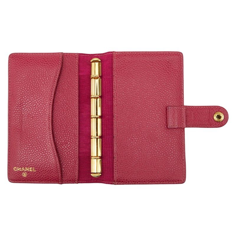 Chanel Coco Mark Notebook Cover 5 Hole Pink Caviar Leather — view 7