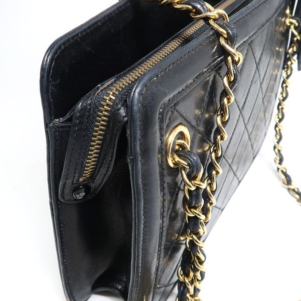 Chanel Chain Bag Black Quilted Fringe Shoulder Vintage Card — view 6