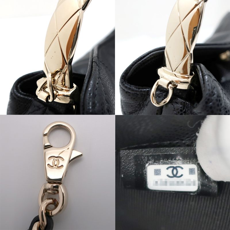 Chanel Top Handle 2-Way Bag Shoulder Black Gold Hardware Quilted — view 9