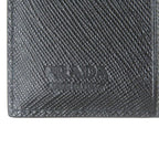 Prada 2 Mo004 Logo Plate Saffiano Martic Leather Bifold Card Case Billfold Nero — view 7