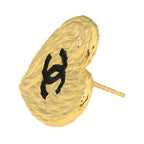 Chanel Heart Motif Earrings Gold Black — view 3