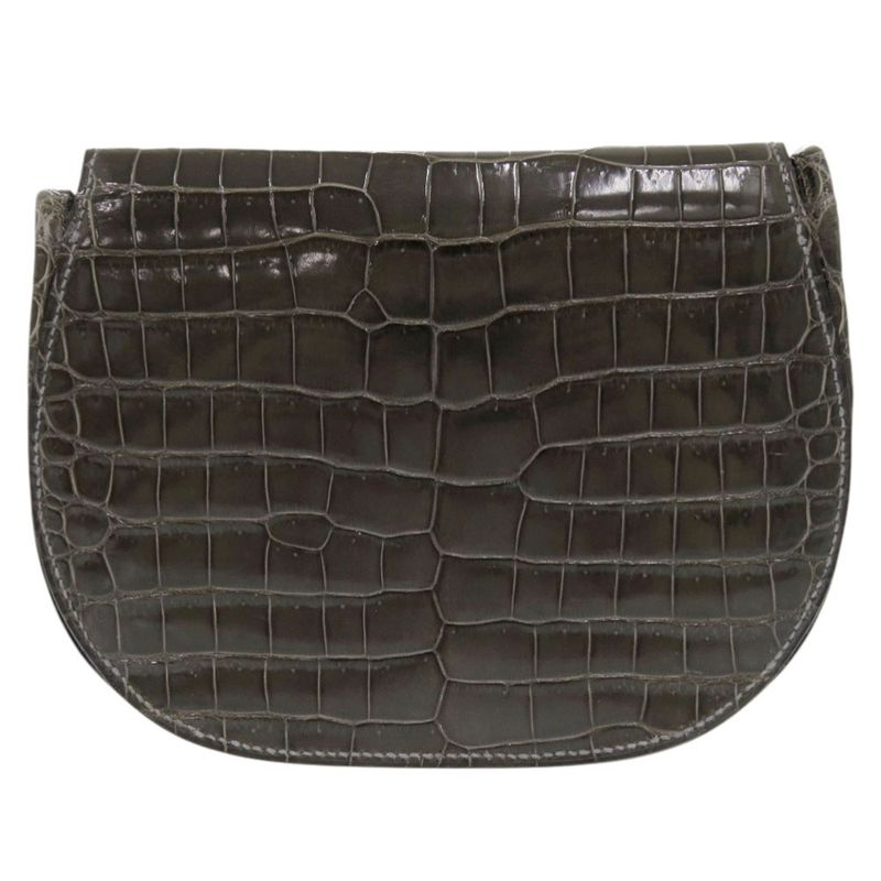 Hermes Paula Porosas Grayish Gold Hardware Shoulder Bag 1143 — view 3