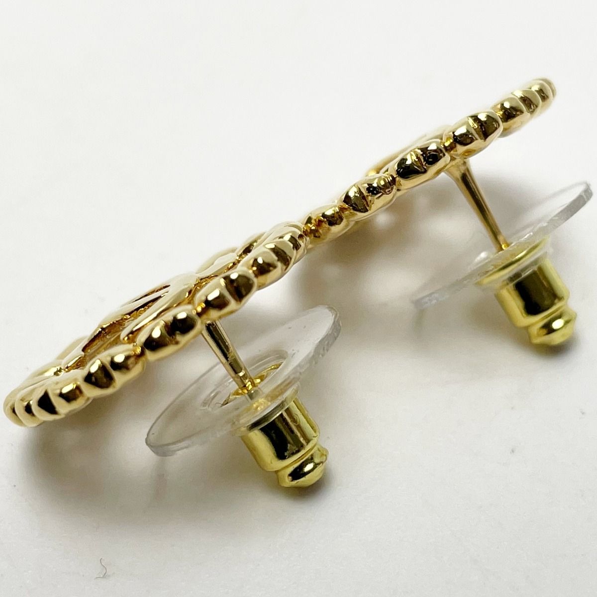 Chanel Round Heart Coco Mark Aba273 Gold Earrings Accessories — view 3