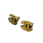 Chanel Coco Mark Pierced Earrings Vintage Yellow Silver — view 3