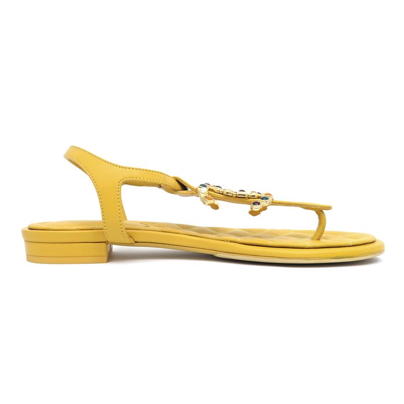 Chanel Flat Sandals Yellow 38 C Visual Coco Mark Shoes — view 2