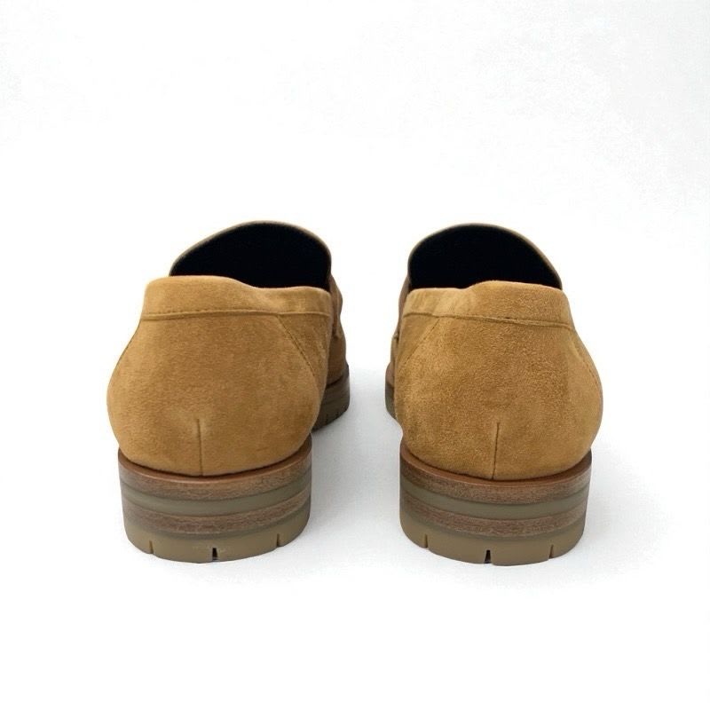 Hermes Faubourg Loafer Leather Shoes Suede Brown Silver Hhardware Moccasin Flat — view 5