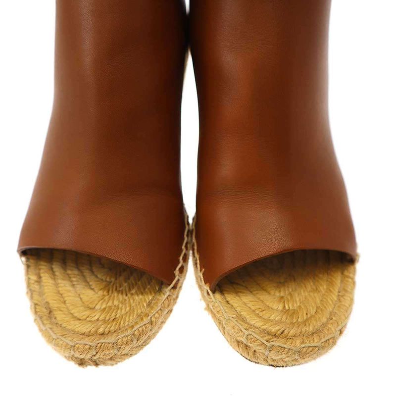 Celine Espadrille Open Toe Leather Wedge Sole Sandals Cspc Brown 35 — view 8