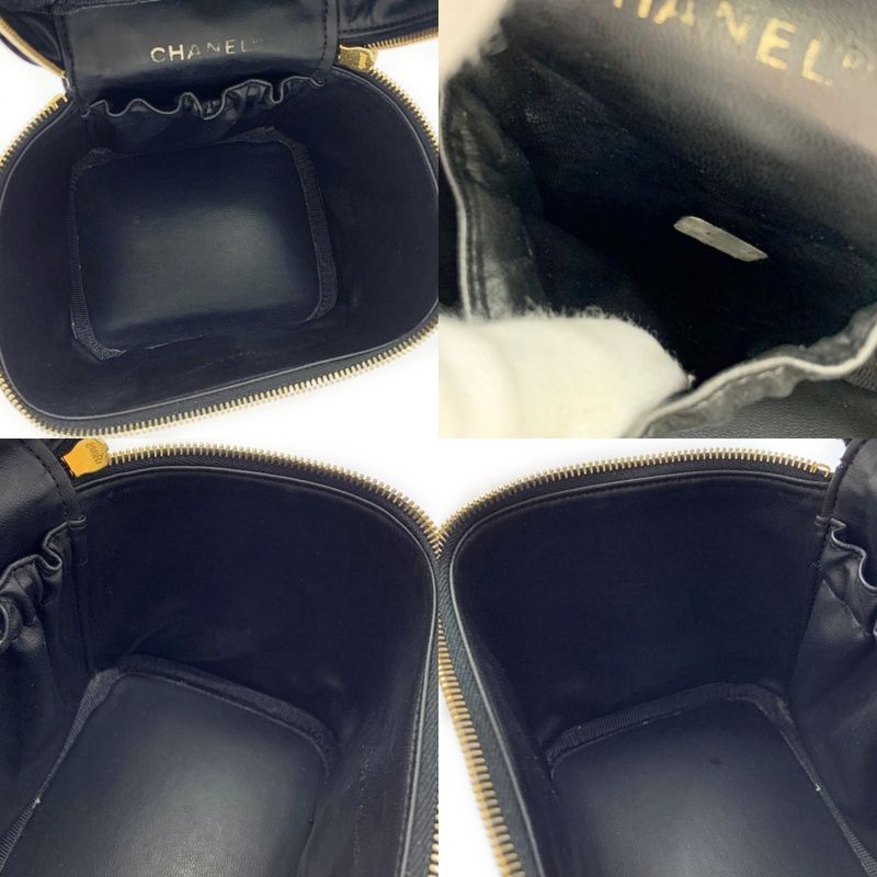 Chanel Caviar Leather Vanity Bag Black Handbag — view 8
