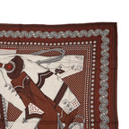 Hermes Carre 140 Scarf Zouavers ET Dragons Bandana Brown Large Shawl — view 6