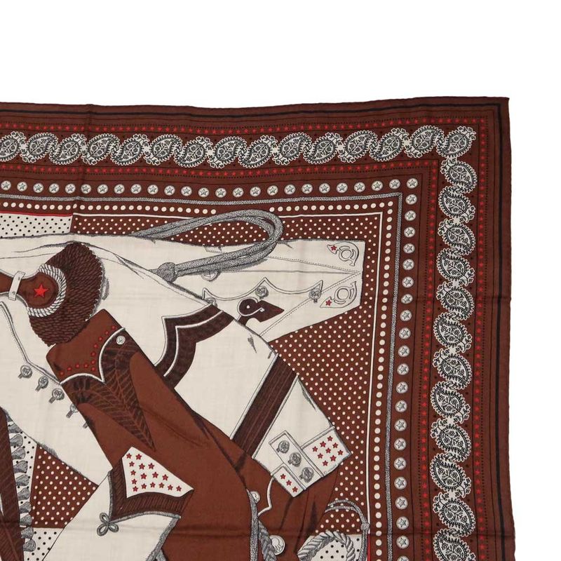 Hermes Carre 140 Scarf Zouavers ET Dragons Bandana Brown Large Shawl — view 6