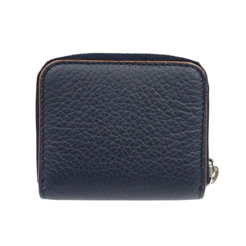 Dior Homme Leather Silver Hardware Navy Orange Round Zipper Coin Case 0559 — view 2
