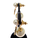Dior Pearl Letter Charm Gold Earrings — view 3
