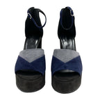 Hermes Sandals Shoes Suede Navy Black Gray Ankle Strap — view 2