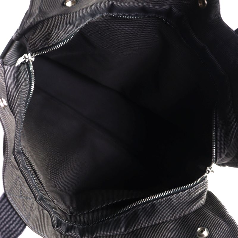 Hermes Her Line Herbag MM Silver Hardware Canvas Tote Bag With H Logo Serie Button — view 9