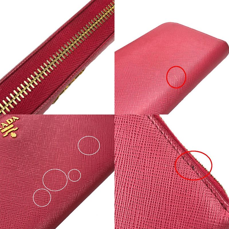 Prada 1 Ml506 Round Zipper Long Wallet Saffiano Metal Peonia Pinkish Pink — view 4