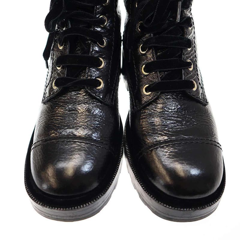 Chanel 21 a Cocomer Cles Lace-Up Boots with Pearls Black 38 — view 9