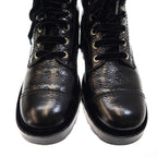 Chanel 21 a Cocomer Cles Lace-Up Boots with Pearls Black 38 — view 9