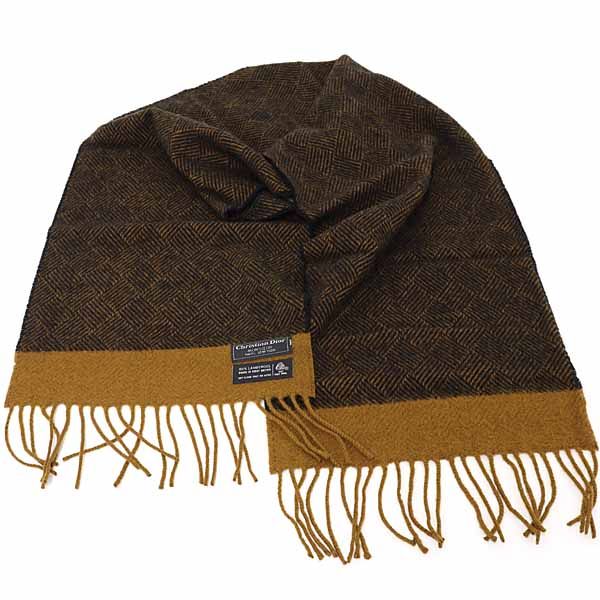 Christian Dior Monsieur Lamb's Wool Scarf Black Brown — view 3
