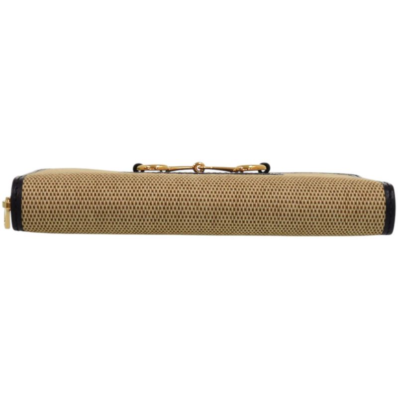 Gucci 1955 Horsebit 0416 Canvas Leather Beige Long Wallet 0392 — view 4