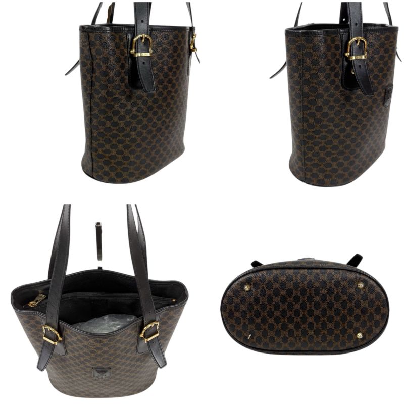 Celine Mini Tote Bag Black Macadam Leather Bucket Shape — view 4