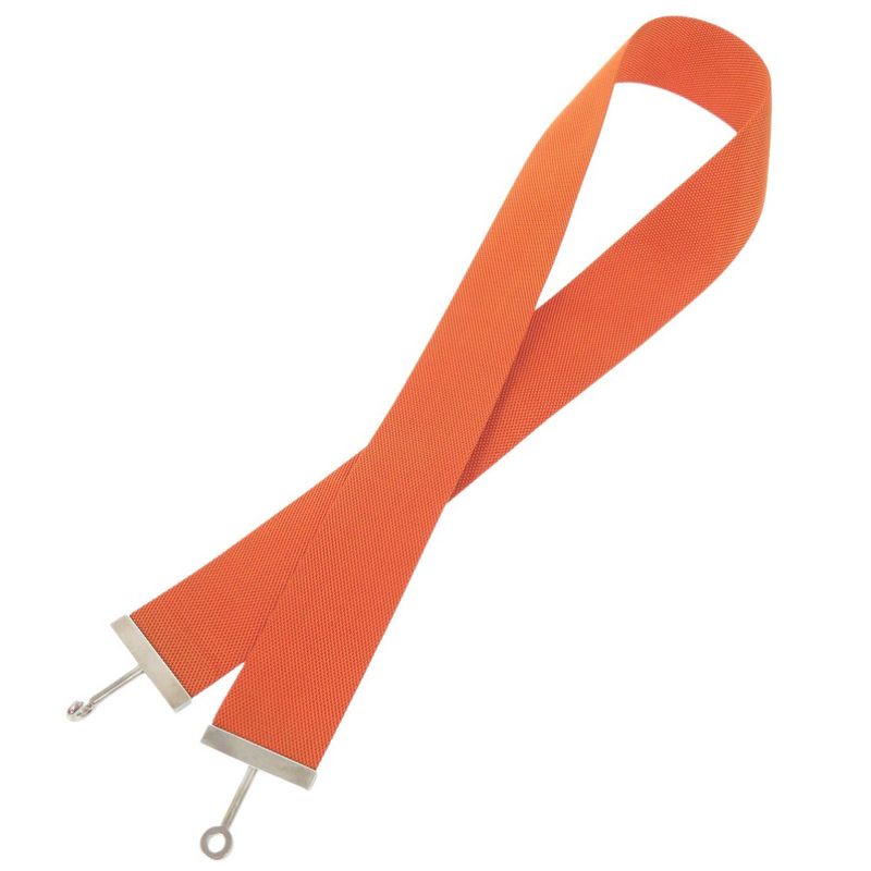 Hermes Hook Belt Waist Nylon Metal Orange Engraved I 0566 — view 3
