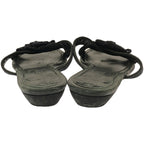 Chanel Camellia Strap Leather Sandals Black — view 3