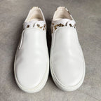 Chanel Coco Mark Leather White Gold Floral Slip on ed Shoes — view 6