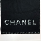Chanel Stole Black Gingham Check Wool Cashmere — view 2