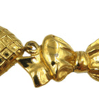 Chanel Vintage Ribbon Metal Gold Earrings 0206 — view 5