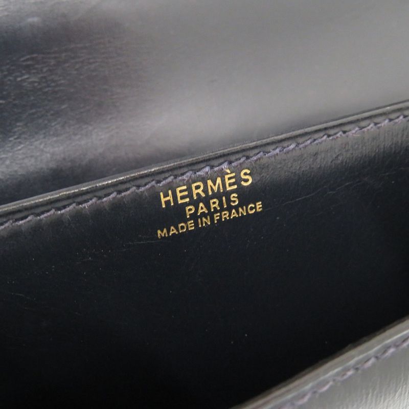 Hermes Tassel Vintage Box Calf Navy Gold Hardware 00 Shoulder Bag — view 9