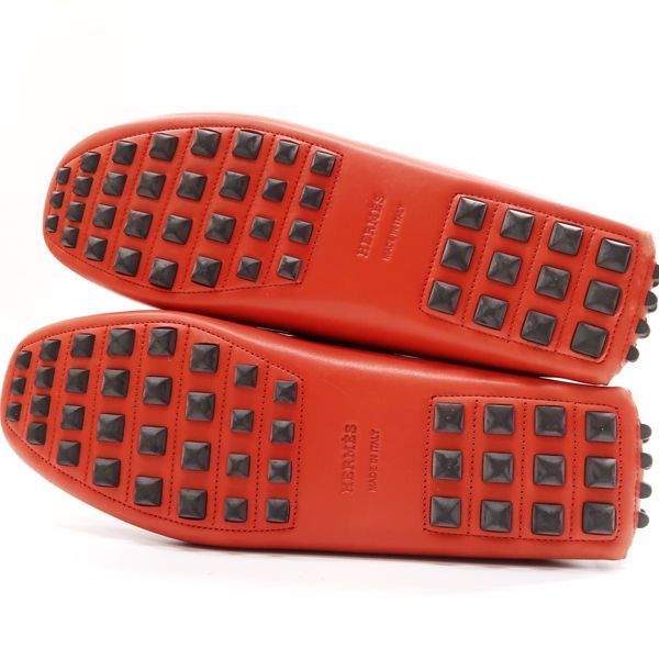 Hermes Moccasins Irving Driving Shoes 38 Orange — view 7