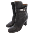 Hermes Saint Germain Kelly Short Boots Leather Side Zip 38.5 Black YJ