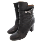 Hermes Saint Germain Kelly Short Boots Leather Side Zip 38.5 Black YJ