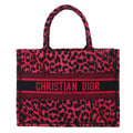 Dior Book Tote Leopard Canvas Pink Black