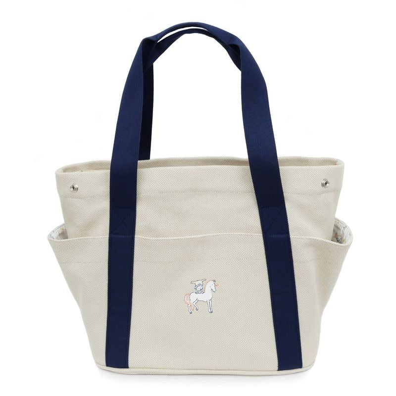 Hermes Cabrio Mother's Bag Toile Ash Gripe Lou Navy Tote Canvas
