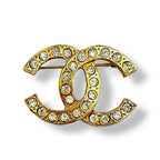 Chanel Brooch Rhinestone CC Logo Gold — view 2