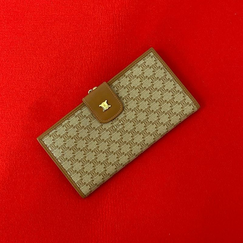 Celine Vintage Macadam Pattern Triomphe Logo Hardware Leather