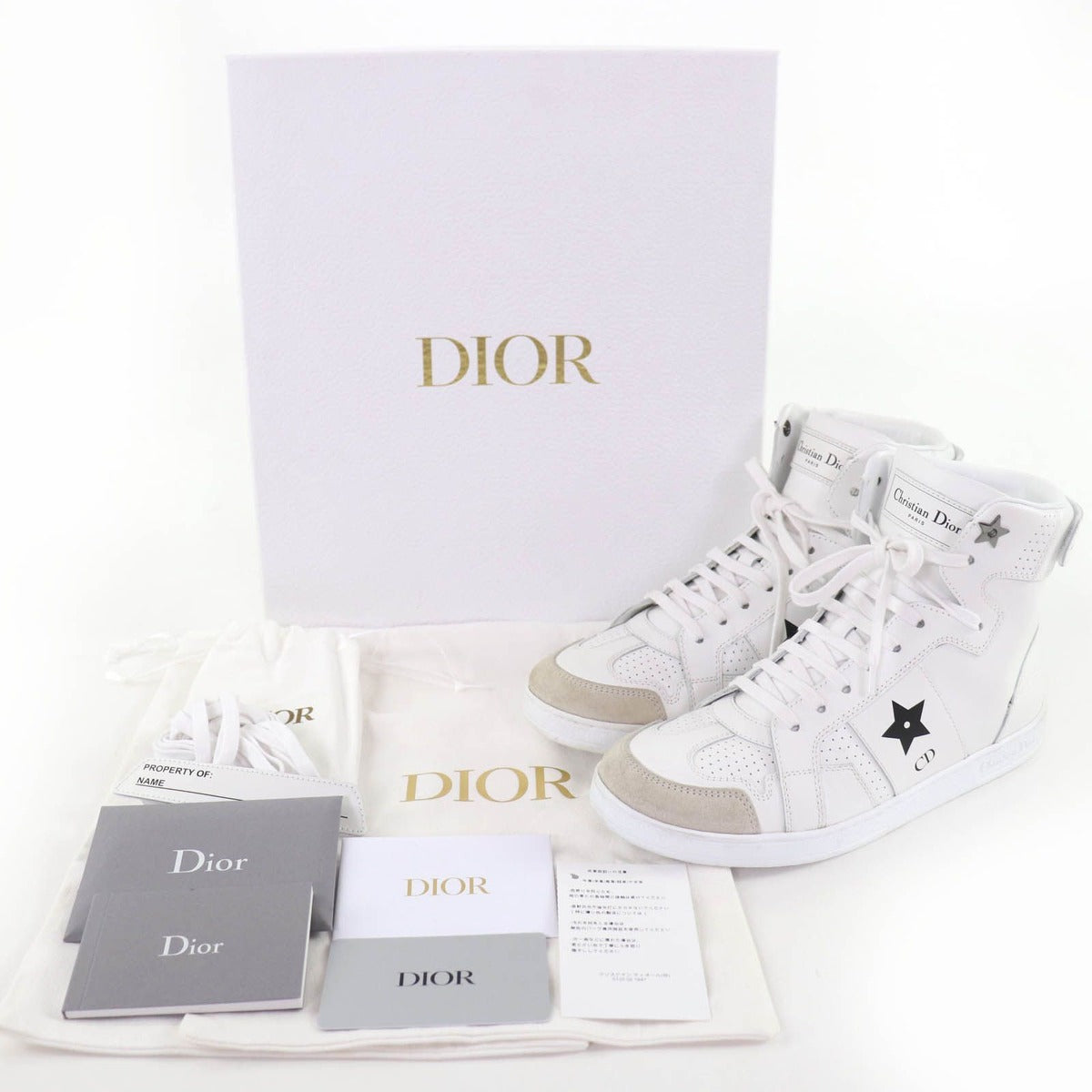 Dior Star Leather High Cut Sneakers White 36.5 — view 2