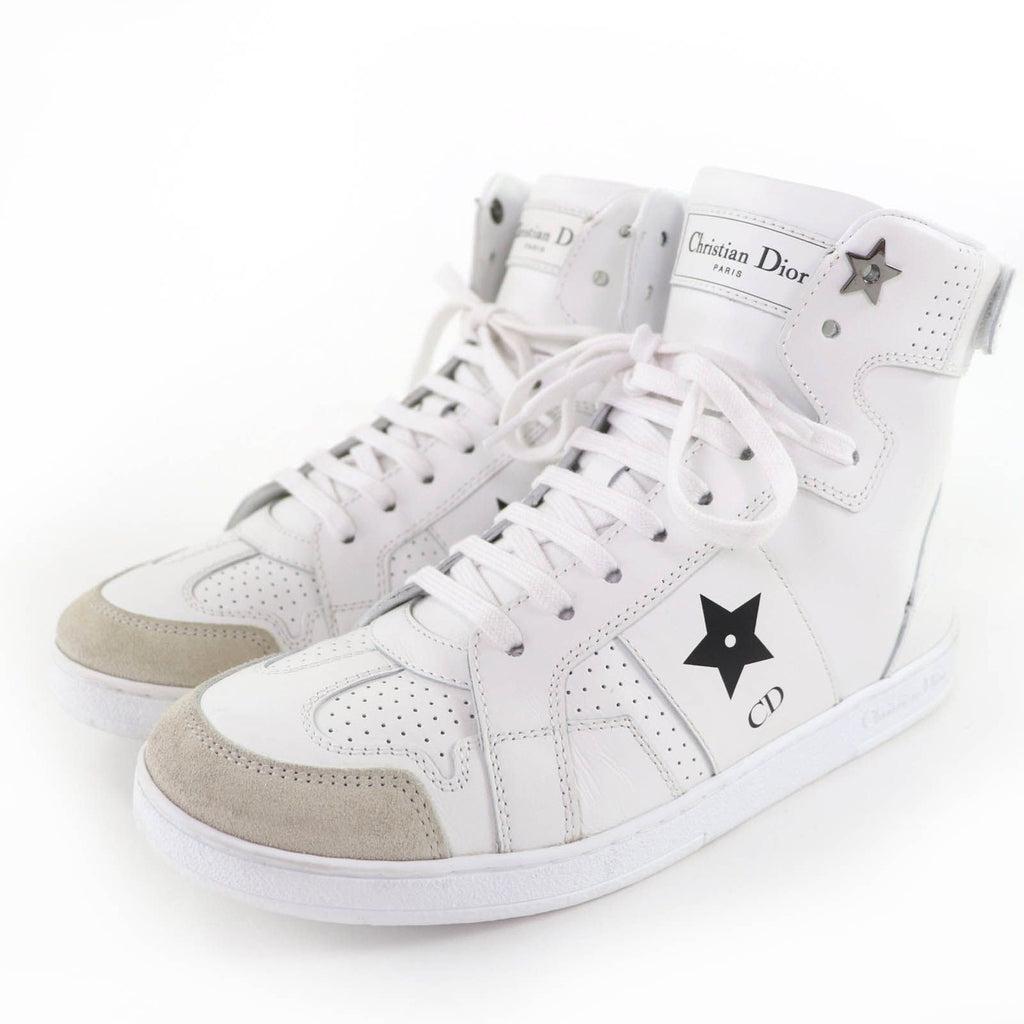 Dior Star Leather High Cut Sneakers White 36.5