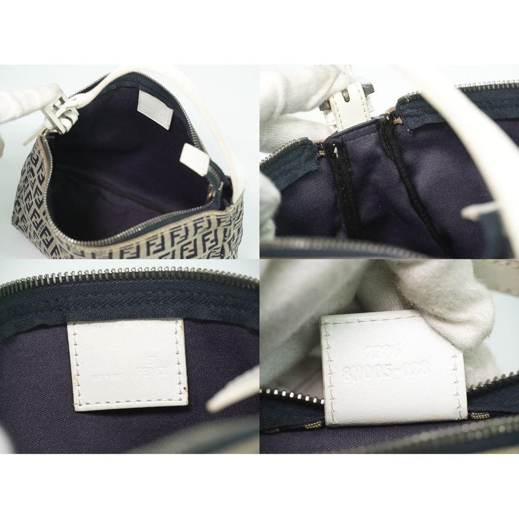 Fendi Zucchino Handbag Canvas Gray Navy Bag — view 9