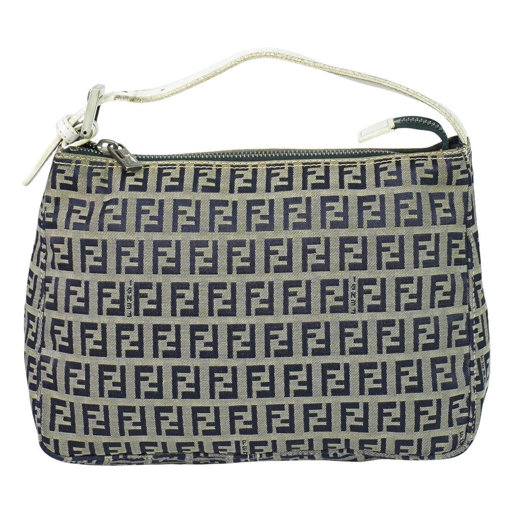 Fendi Zucchino Handbag Canvas Gray Navy Bag