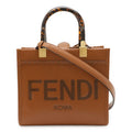 Fendi Sunshine Small Handbag 2-Way Shoulder Bag Leather Brown Gold Hardware