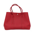 Hermes Garden Party PM Handbag Red Silver Hardware Negonda T Stamp