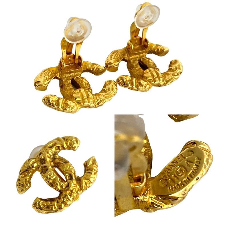 Chanel Vintage Coco Mark Motif Earrings Ear Cuff Accessory Gold 16506 — view 3