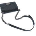 Chanel Boy Black Silver Caviar Leather 20 Small Chain Shoulder Bag — view 4