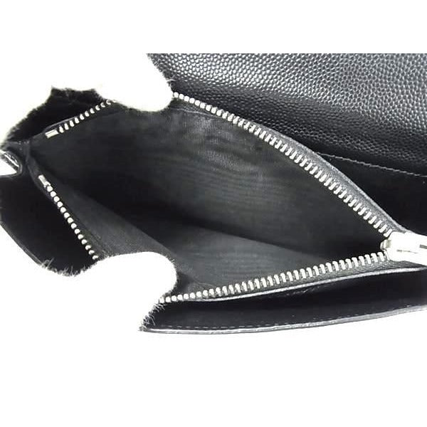 Saint Laurent Wallet Black Leather Round Zipper Long — view 4