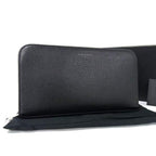 Saint Laurent Wallet Black Leather Round Zipper Long