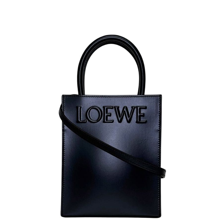 Loewe 2-Way Standard Tote Black Crossbody Calf Leather