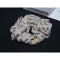 Celine Macadam Reille Silk Scrunchie Hair Tie Light Beige