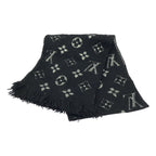Louis Vuitton Logomania Scarf Shine Monogram Shawl Black